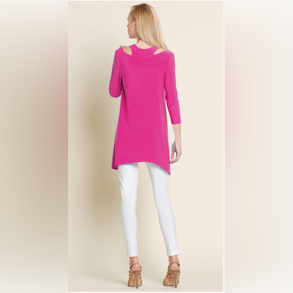 CLARA SUN WOO Fuchsia Racerback Sharkbite Tunic Top